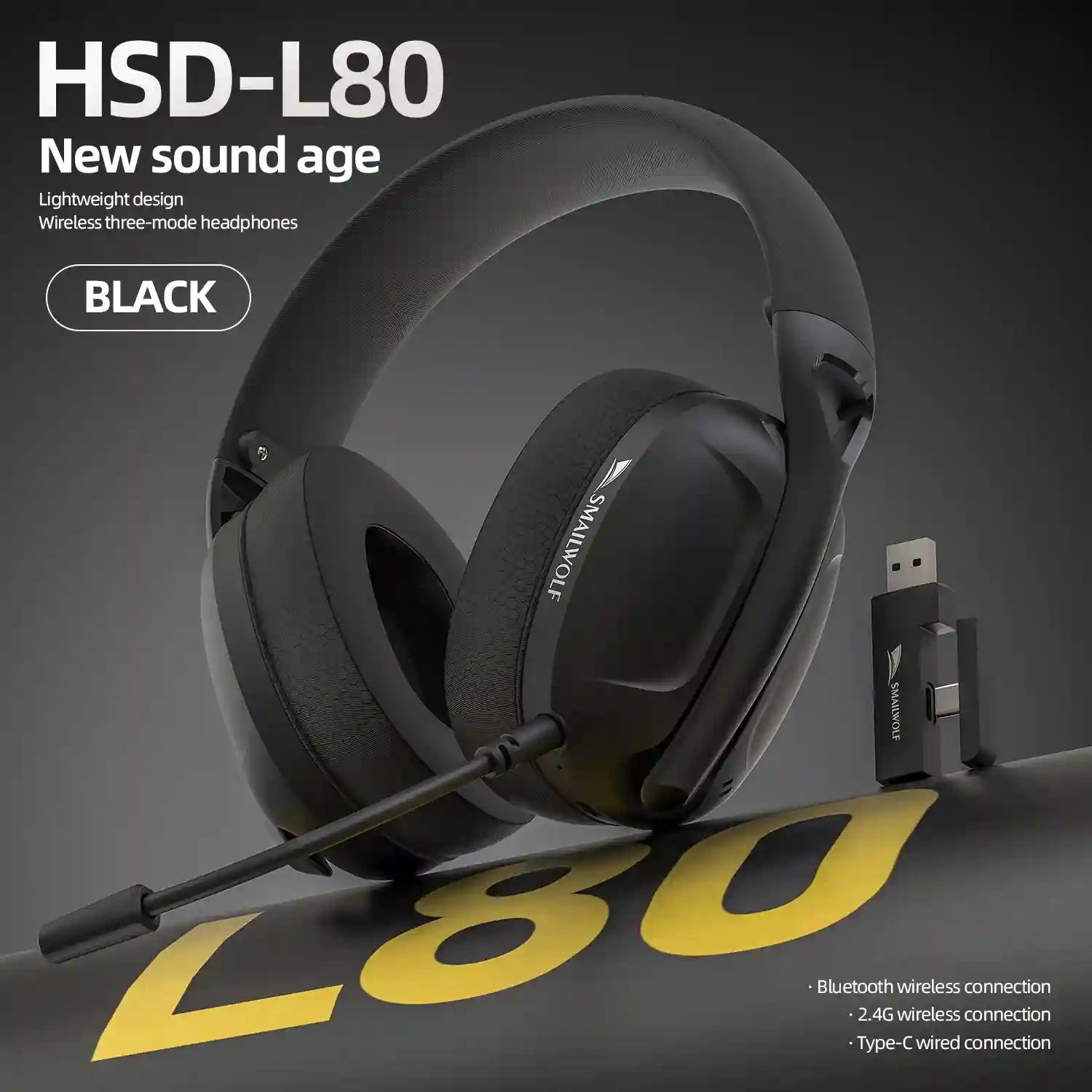 Wireless Gaming Headset 185g – Lightweight Over-Ear Audio Black China Mainland Tidesmit