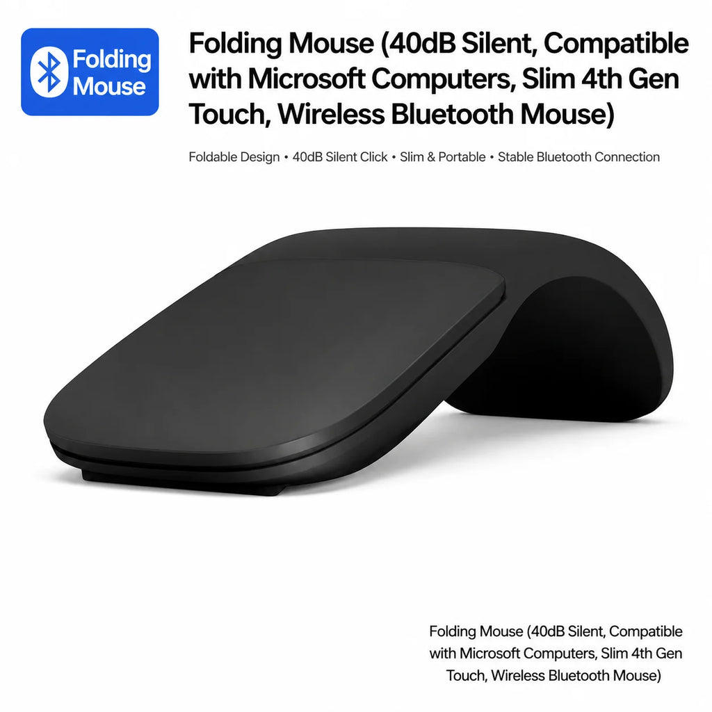 Dual-Mode Bluetooth/2.4G Slim Foldable Wireless Mouse,Silent Touch Arc Mouse Portable Travel Mouse For Laptop PC Tablet Computer