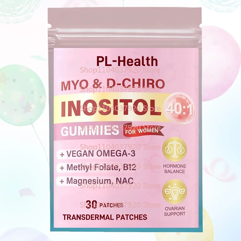 30 Patches Myo-Inositol & D-Chiro Inositol Transdermal Patches for Women with Magnesium Glycinate for Female Health & Wellness