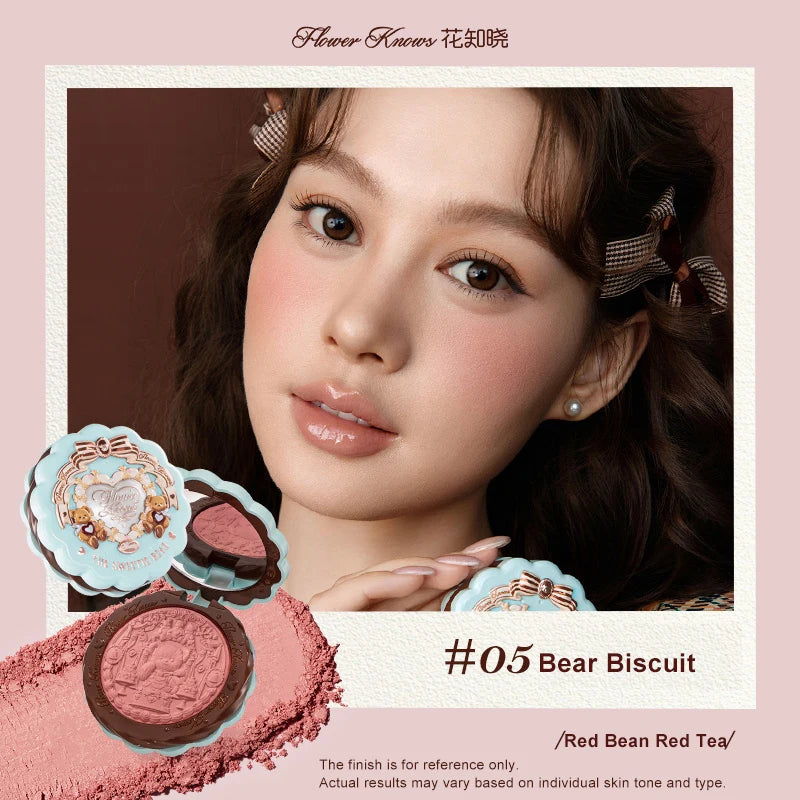 Tidesmit Sweetie Bear silk satin blush swatch showing buildable matte formula and long lasting natural glow finish
