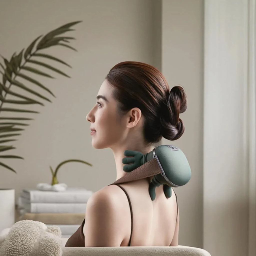 Portable Neck and Back Massager - 4D Shiatsu Deep Tissue Heat Therapy Back Massage Instrument Tidesmit