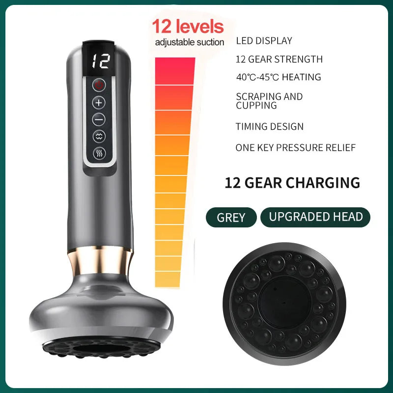 Electric Cupping Massager with Infrared Heat - 12 Gear Muscle Relief Body Shaping Massage Equipment Tidesmit