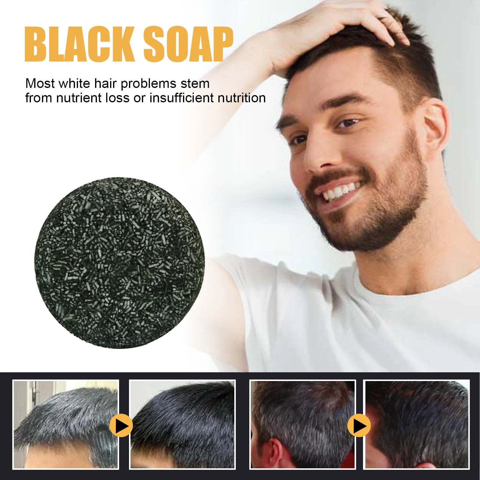 Grey Coverage Bar Shampoo Repair Gray White Hair Color Treatment Smoothing Nourishing Anti Dandruff Natural Hair Darkening Soap