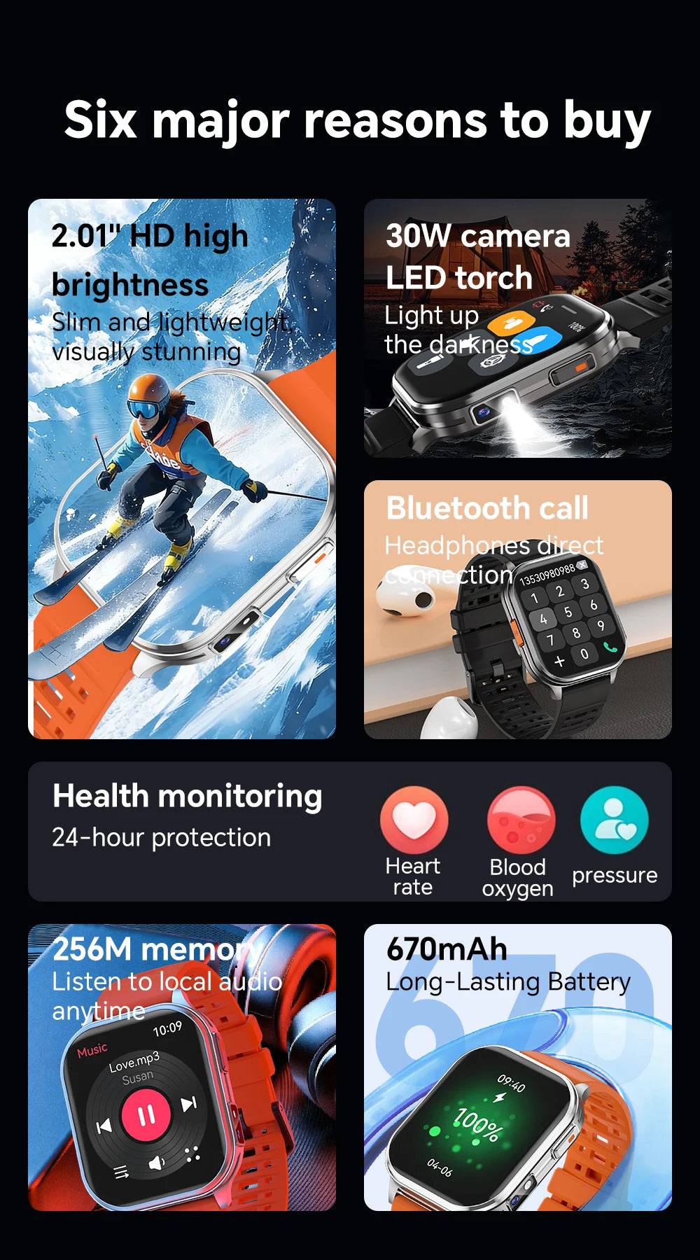 LIGE New 30W Pixel Camera Smart Watch Men 670mAh Battery IP67 Waterproof Sports Fitness Tracker Bluetooth Call Man Smartwatches