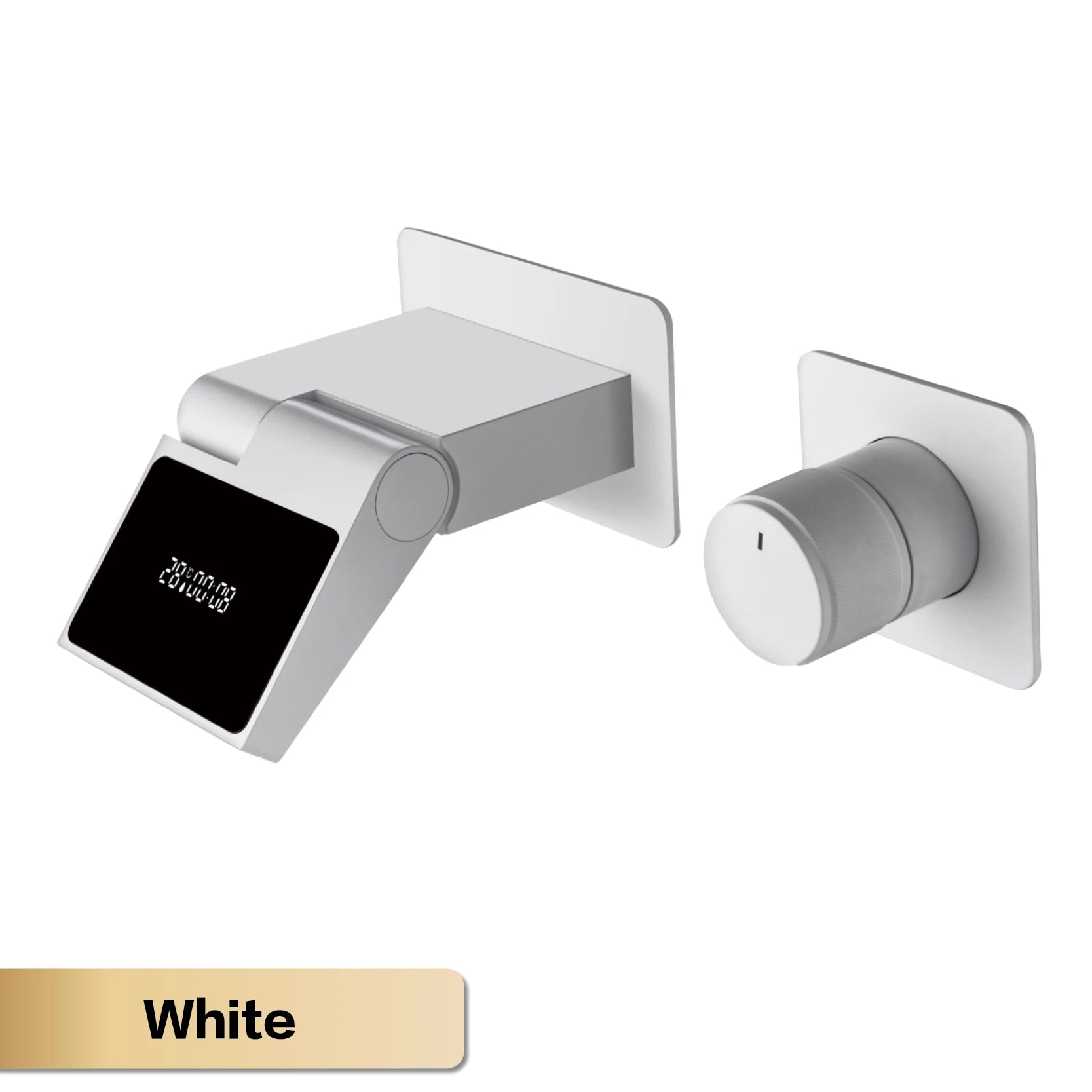 Luxury Gun Gray Brass Wall Mounted Bathroom Faucet with LED Digital Display Single Handle Hot & Cold Water Embedded Bathroom Tap