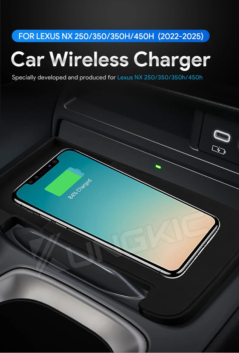 Wireless Charger Pad for Lexus NX 2022-2025 - Qi Certified Fast Charge Tidesmit