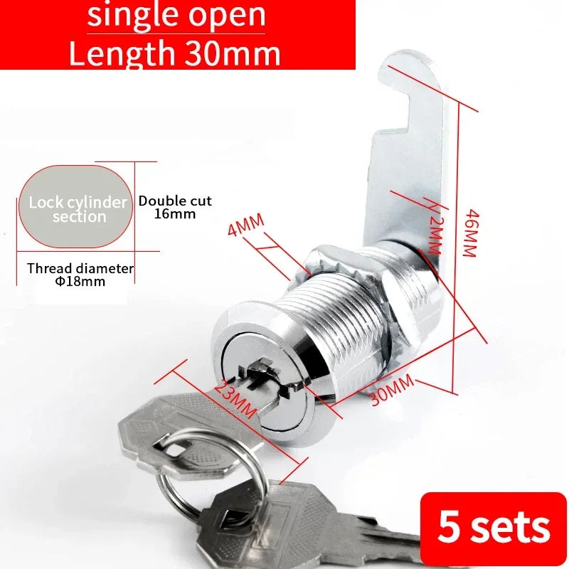 5/20/100SETS 16mm 20mm 25mm 30mm 35mm Metal Rotary Key Switch Push Button Lock Switch Latching Cylinder Cabinet Security Locker