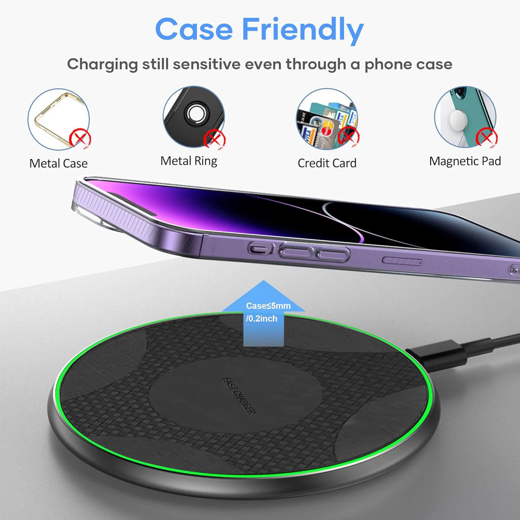 Wireless Charger Pad | Qi Certified Fast Charging for iPhone Tidesmit