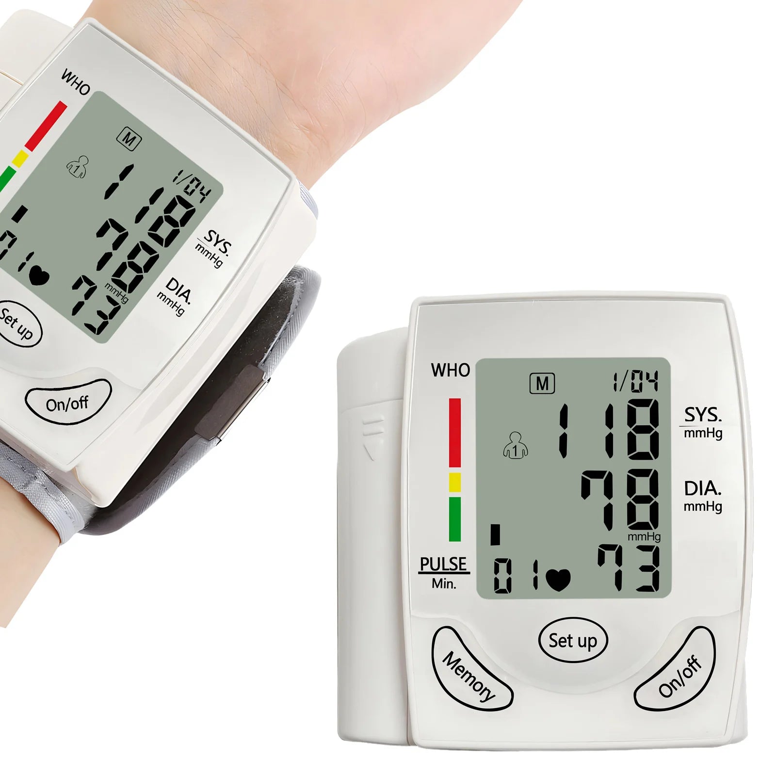 Electronic Blood Pressure Monitor Medical Home Wrist Blood Pressure Monitor Heart Rate Measuring Device Wrist Sphygmomanometer