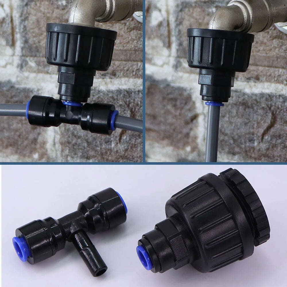 1/4" Garden Irrigation Watering Kit 8-hole Dripper with Stake Adjustable Sprinkler 6mm Quick Push Slip Lock Outdoor Drip Sprayer