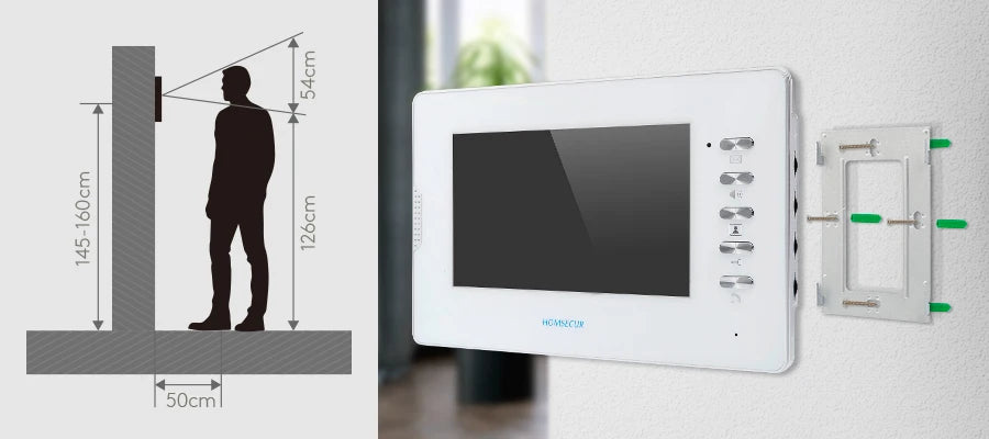 HOMSECUR XM702-W 7" TFT LCD Indoor Monitor V70D-W for XSL Video Door Phone Intercom Hand-free Home Villa Doorbell