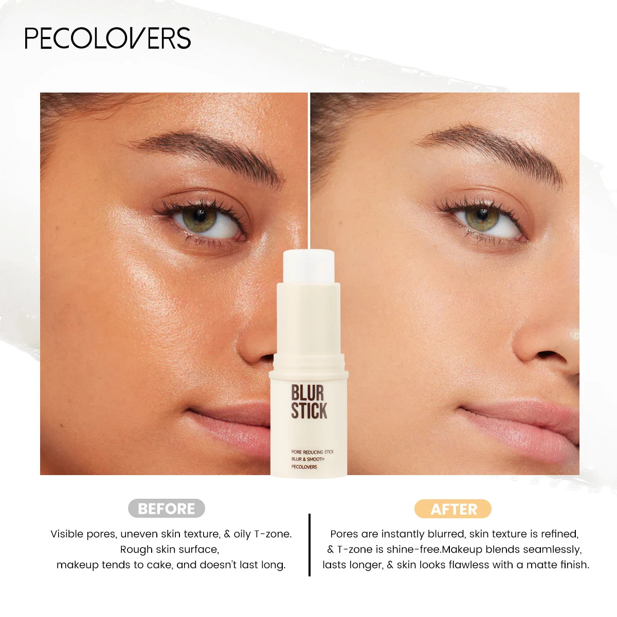 Tidesmit Oil-control Blur Stick texture close-up for flawless pore minimizing face makeup finish