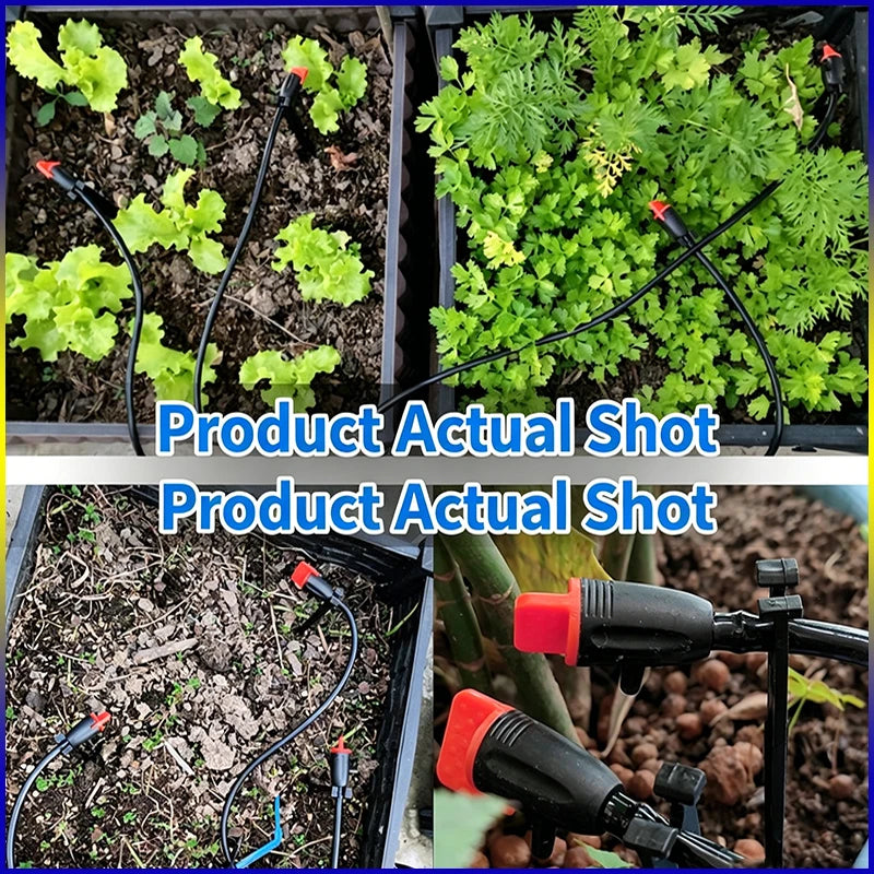 DIY Micro Irrigation Kit 4/7mm PVC Hose PP Adjustable Flow Dripper + Fixing Ground Stake Home Potted Garden Watering System Part