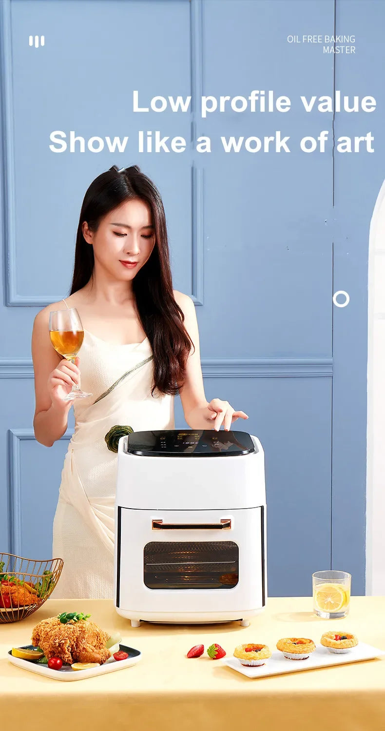 Air Fryer Household Large Capacity 15L Visual Oil Free Smart Oven Fries Machine 220V 110V US EU 1500W Chicken Frying