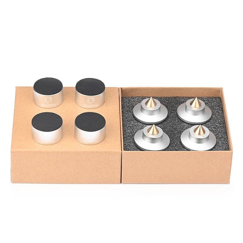HiFi 4Pcs Speaker Spike Stand Foot Pads Aluminum Alloy Mixer Carbon Fiber Adjustable Shock-absorbing Feet Pegs for Speakers