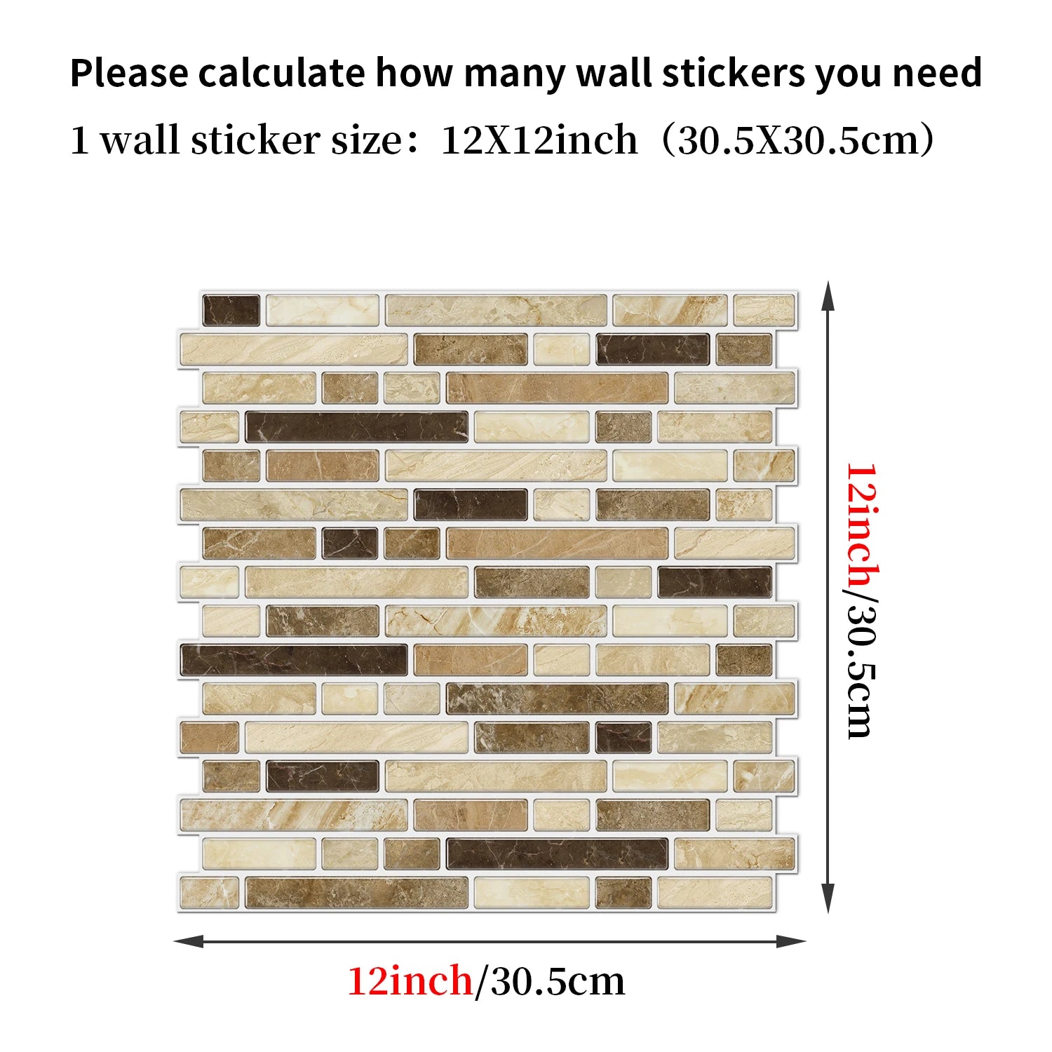 Peel off Tile stickers, Marble Mosaic Wall stickers - Self-Adhesive Waterproof and Splash Proof Tiles for Kitchen/Bathroom Use