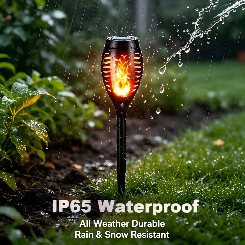6/8/12 packSolar Torch Lights with warm Flickering Flame, Waterproof Outdoor Halloween Decorations for Garden Yard Path, Spooky Holiday Landscape Lighting for Haunted House Atmosphere, 51cm Solar Powered Stake Lights, 12cm Wi