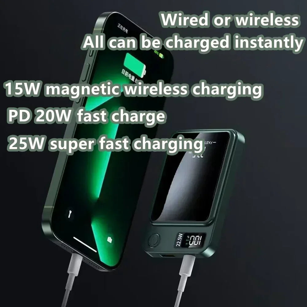 Magnetic Wireless Power Bank 50000mAh - Fast Charging USB-C Travel Battery Tidesmit