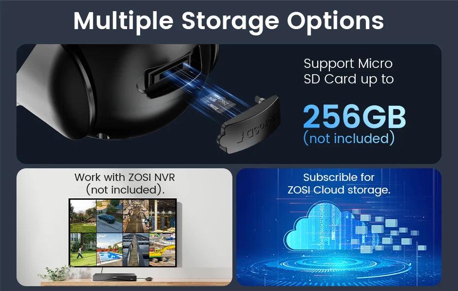 ZOSI 8MP 5MP PoE Outdoor IP Security Camera AI Detection Starlight Color Night Vision 4K 3K HD PTZ Video Surveillance Cam CCTV