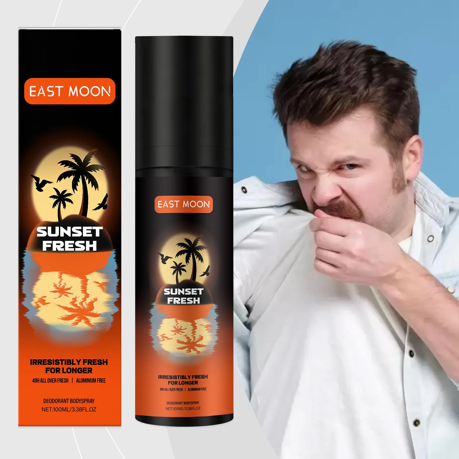 Tidesmit East Moon fruity underarm deodorizing spray for sweat elimination and effective body odor removal.
