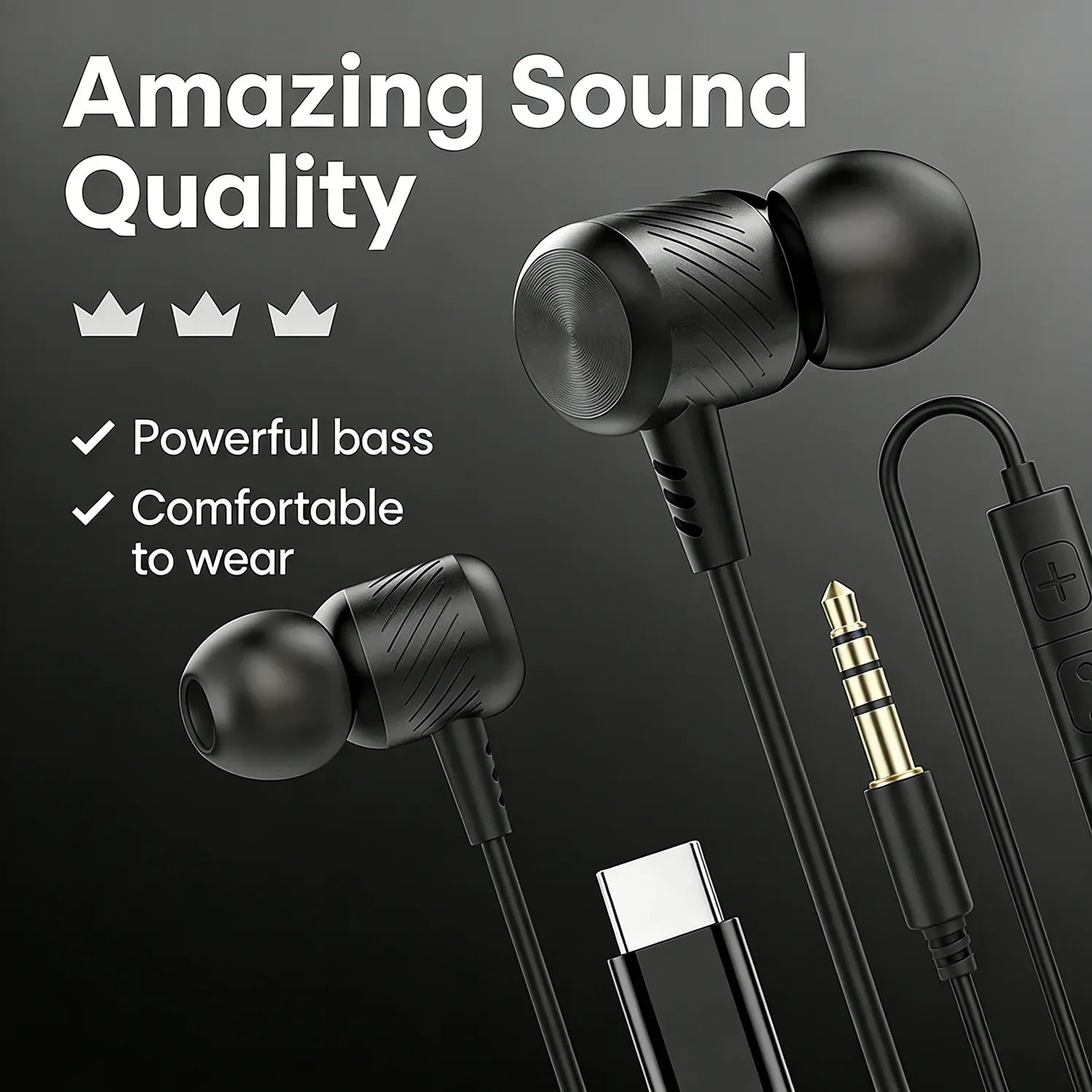 Wired Metal In-Ear Headphones with Mic by Tidesmit - 6 Variants Tidesmit