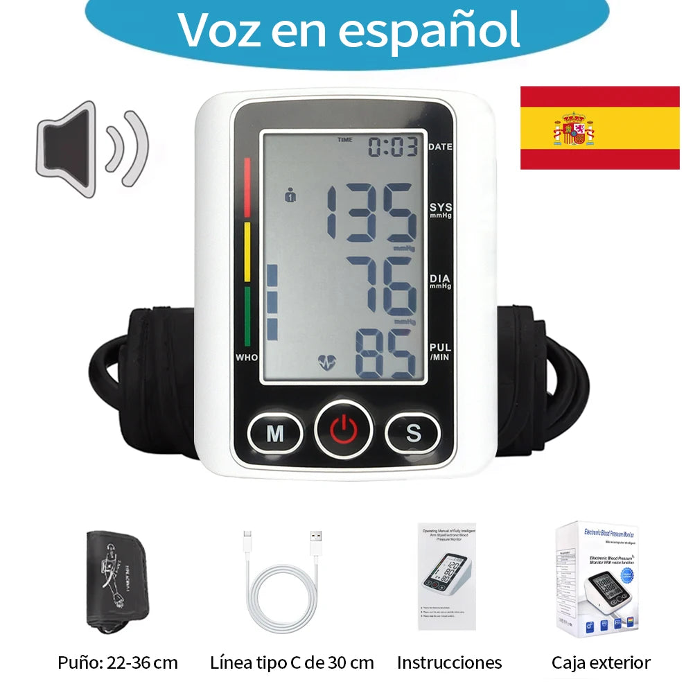 Upper Arm Blood Pressure Meter Automatic Tonometer BP Cuff Machine Medical Sphygmomanometer Home Tensiometer Digital BP Monitor