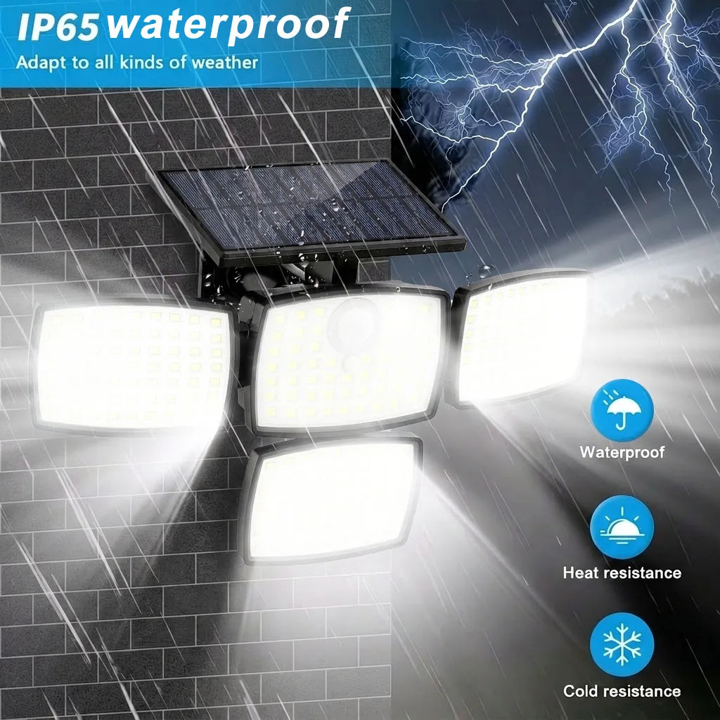 1/2-pack 218LEDs Solar Outdoor Lights with Motion Sensor, Solar Powered Security Lamp with Remote, 3 Lighting Modes, IP65 Waterproof for Backyard Yard Garden Driveway