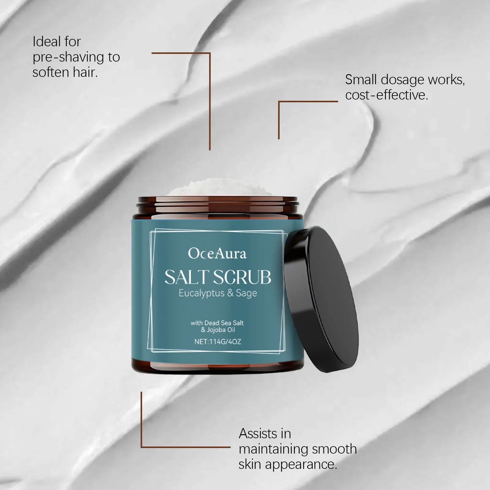 Dead Sea Salt Body Scrub with Jojoba Oil for Smooth Skin - Tidesmit Scrubs Treatments Tidesmit