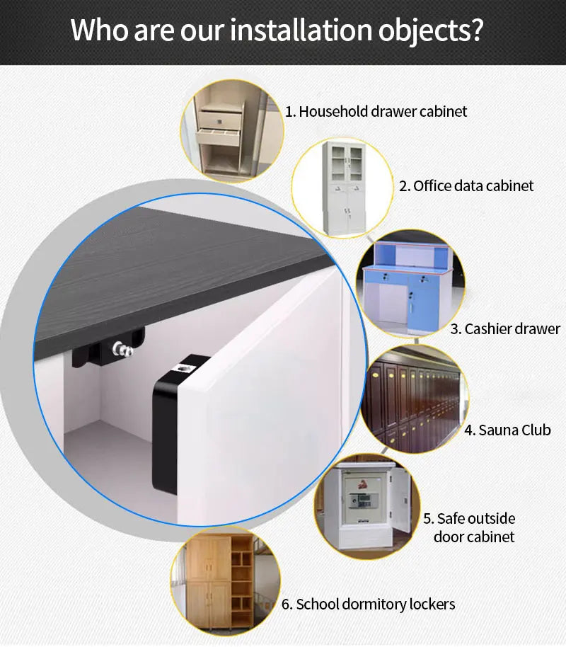 Support Tuya App Bluetooth Cabinet Drawer Invisible Electronic Lock 13.56M RF Card Smart Drawer Lock Keyless