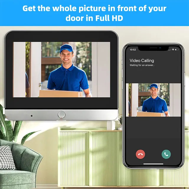 Smart Life Tuya WiFi 5 Inch Doorbell Video Camera with Peephole Eye 10000mAh Battery Mute Recording PIR Alexa & Google Digital