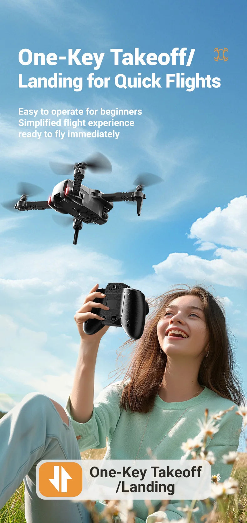 Mini Camera Drone with HD Optics - Foldable Beginner Quadcopter Tidesmit