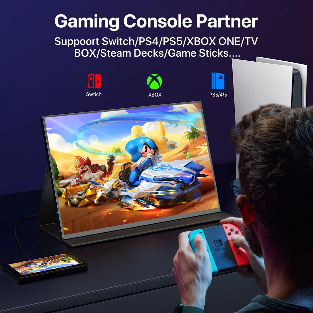 UPERFECT Portable Monitor 18 Inch 2.5K 100% DCI-P3 144Hz Gaming Display IPS LCD Panel Matte Mobile Screen FreeSync HDR With VESA