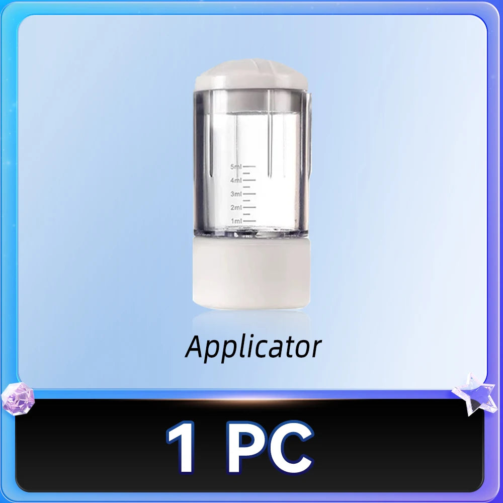 White scalp applicator liquid comb with measurement markings for precise hair treatment and serum distribution.