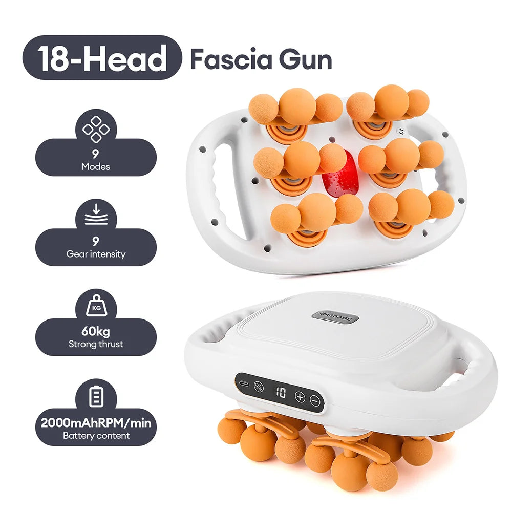 Deep Tissue Massage Gun with 99 Speed Settings and Heat Therapy Back Massage Instrument 18 head-white 1 Tidesmit