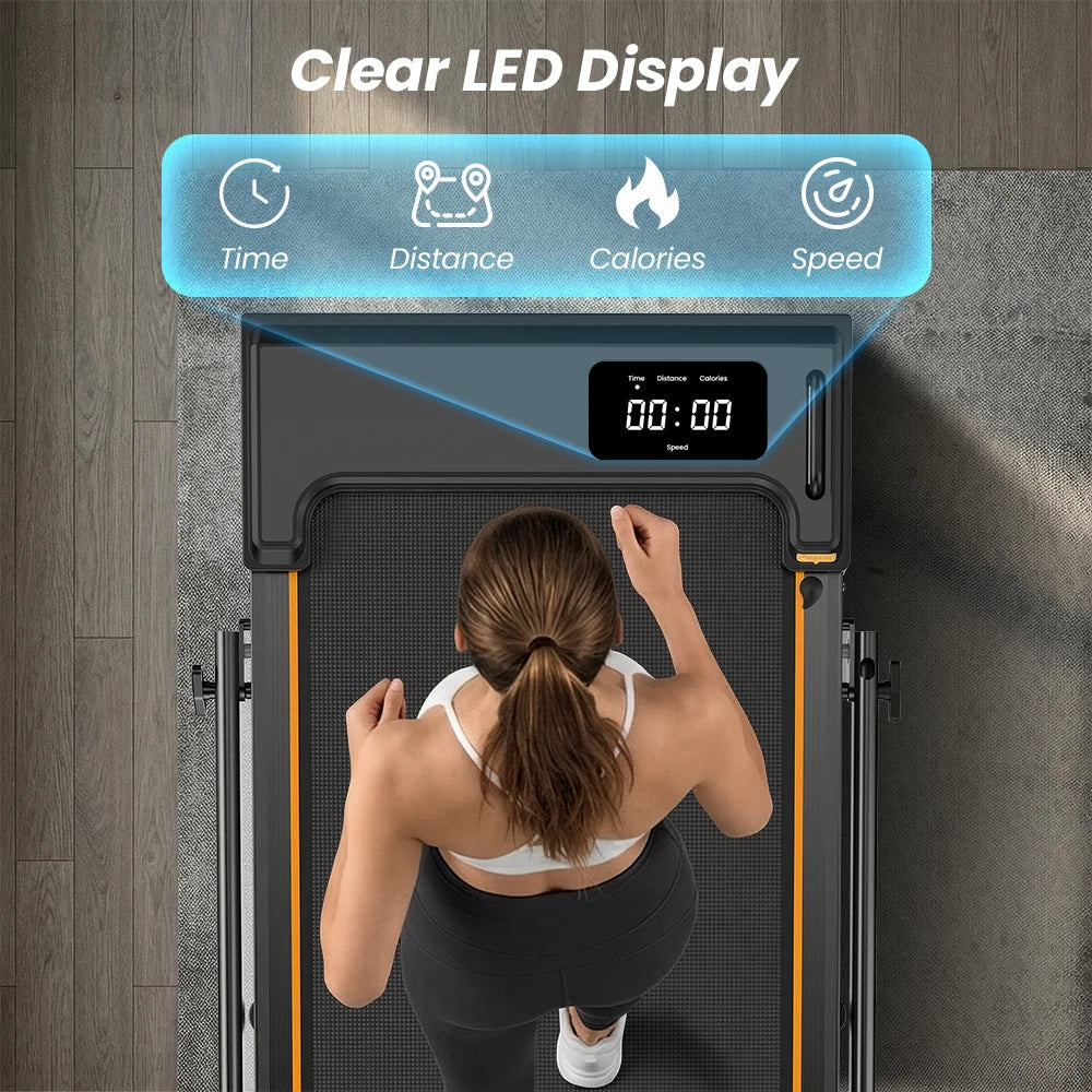 Formill FT51/FT50/FT52 Treadmill 2 In 1 Walking Running Treadmill 0.75-2.5HP Foldable Under Desk Treadmill38*95cm Running Area With Armrest LED Display Oil Drip Hole Indoor Home Gym Exercise Machine