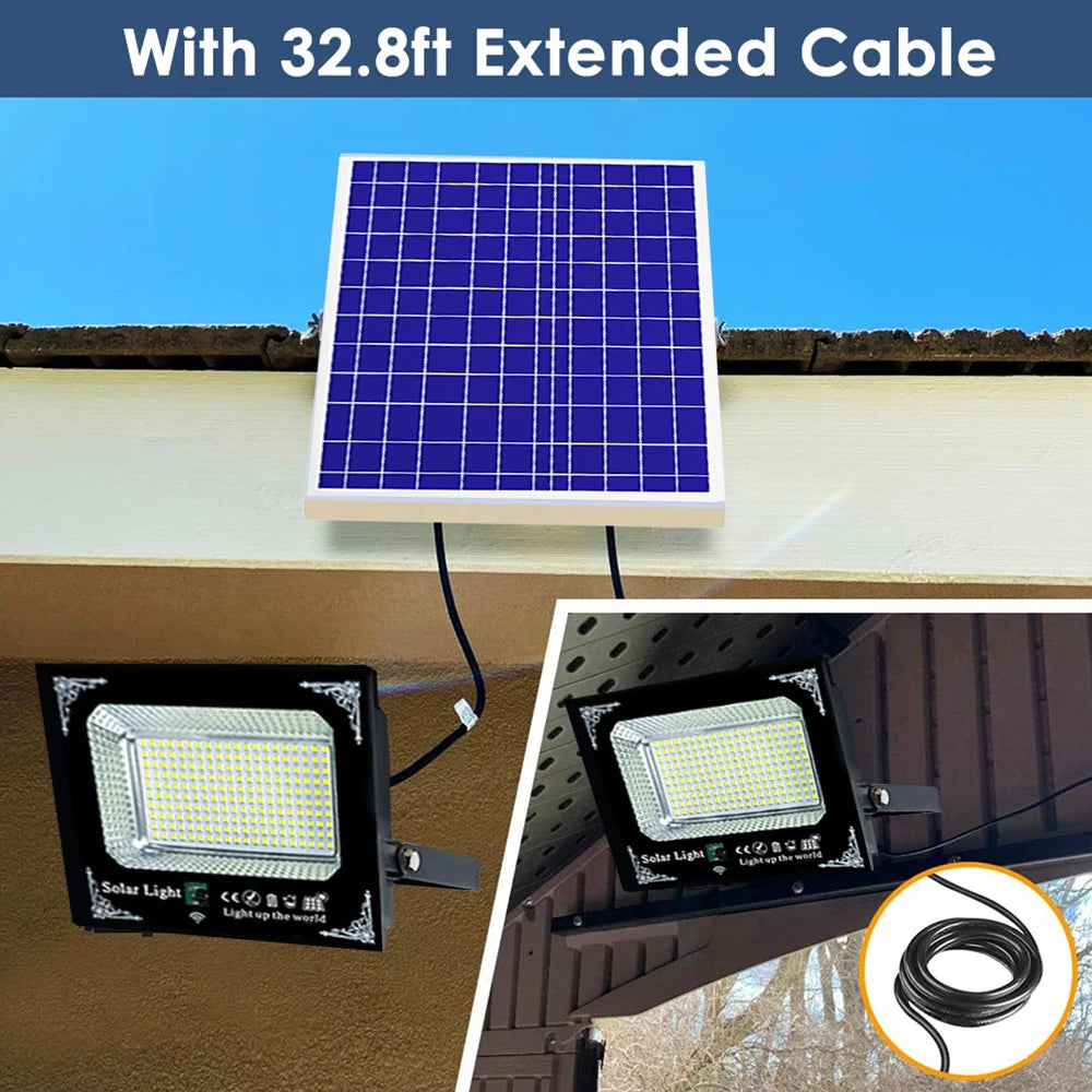500W 6000mAh Solar Flood Lights Dual Lights, Remote Control Powered Spotlight Outdoor Garden Waterproof IP65 Villa Street Lamp