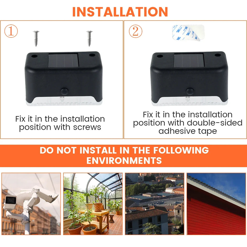 Warm White LED Solar Step Lamp Path Stair Outdoor Garden Lights Waterproof Balcony Light Decoration for Patio Stair Fence Light