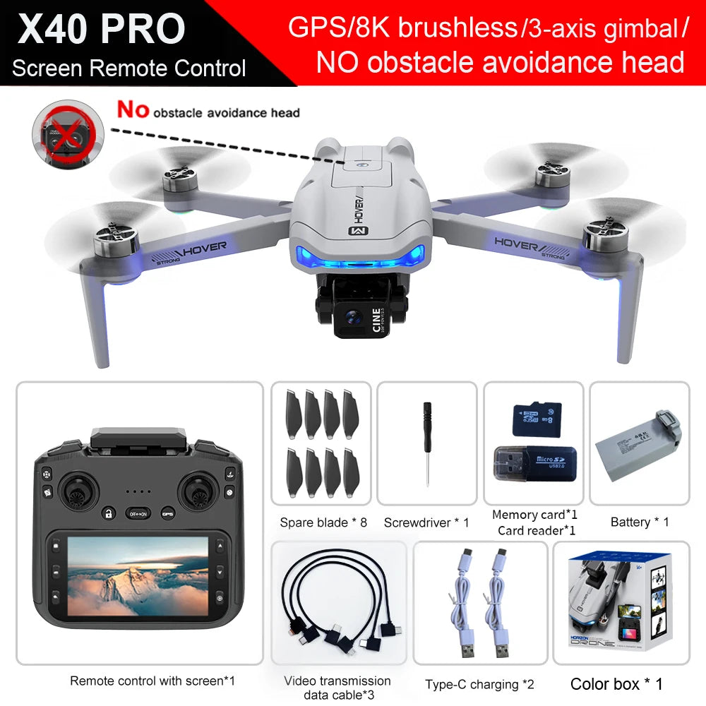 4K Camera Drone with 3-Axis Gimbal and Obstacle Avoidance - X40 PRO X40 PRO Tidesmit