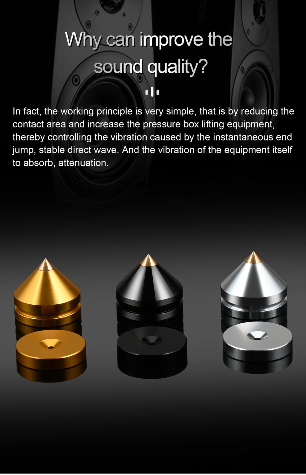 ERUMPENT 4PCS HiFi Speaker Stand Feet Foot Pad High Quality Shock-absorbing Pins Aluminium Alloy Metal Foot Pads for Sound Box