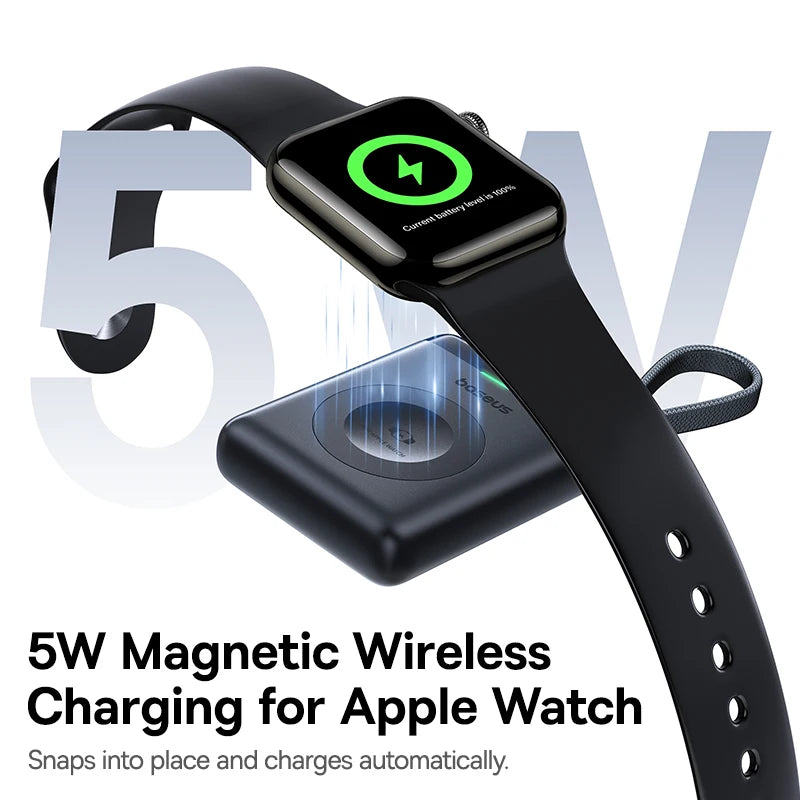 Baseus 5W Magnetic Wireless Charger For Apple Watch USB-C Built-in Cable For Apple Watch S1-S10 SE SE2 Ultra2