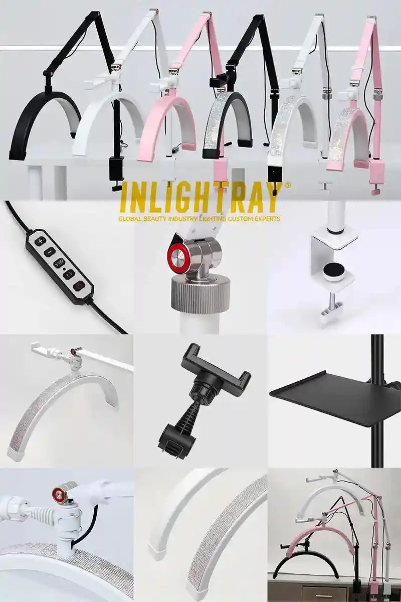 Half-Moon LED Beauty Light - Adjustable Table Lamp for Lash Artists Tidesmit