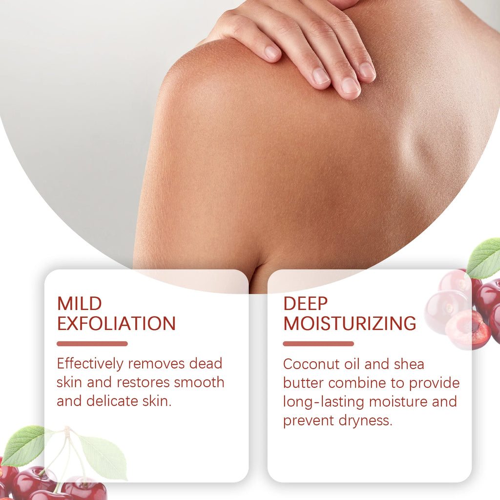 Cherry Sugar Body Scrub for Smooth Skin - Exfoliating Set Scrubs Treatments Tidesmit