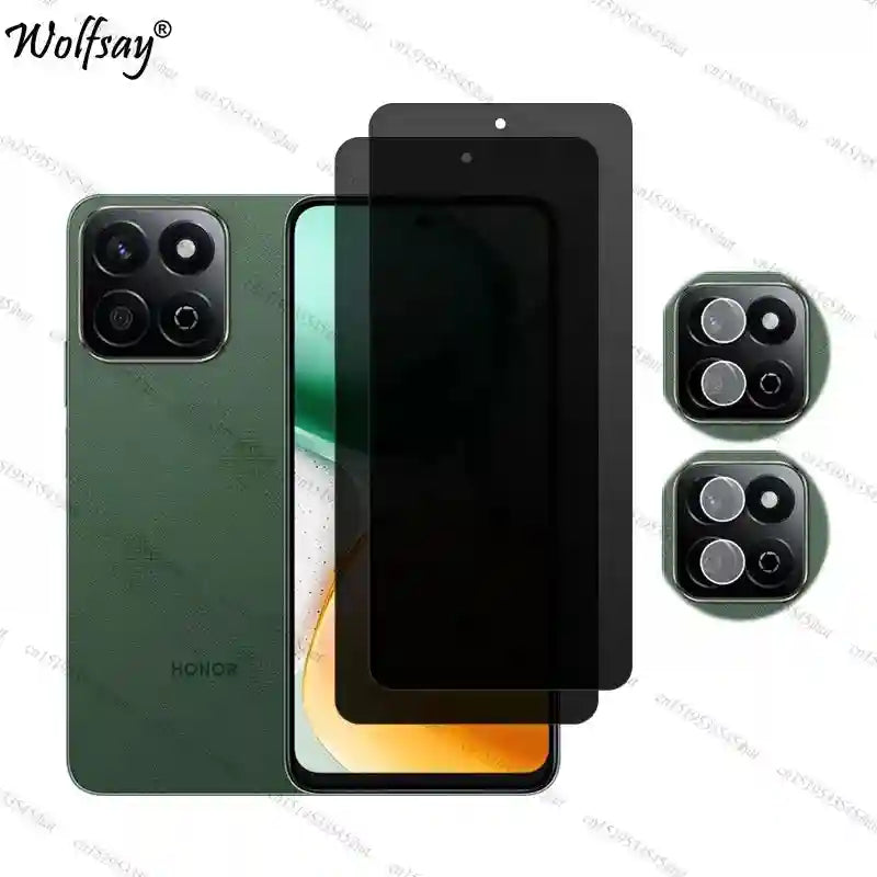 Honor X7c 5G Privacy Screen Protector - 9H Hardness Anti-Spy Glass AE 2 Glass and 2 Lens Tidesmit