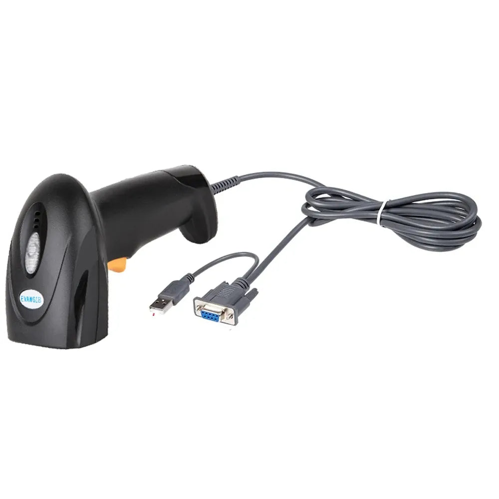 EVAWGIB Handheld Wired QR Barcode Scanner 1D Laser 2D Bar Code Reader With USB and RS232 Interface For Serial Connection