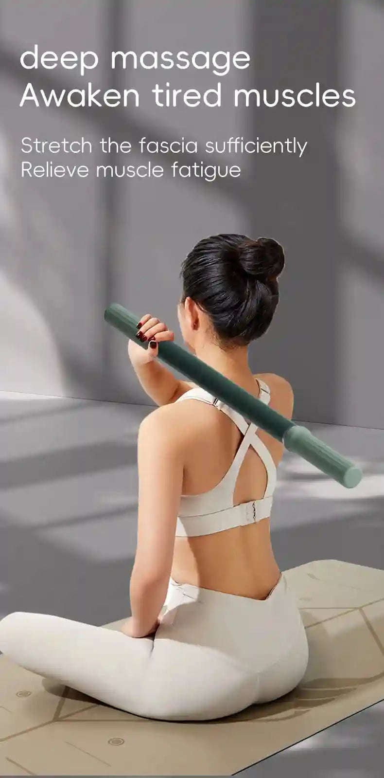 Massage Stick Roller for Deep Tissue Muscle Relief - 58cm Tidesmit Massage Roller Tidesmit