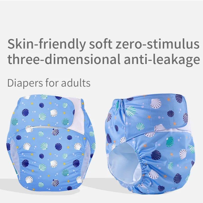BIAI 2PCS Adult Cloth Diapers Washable Old Man's Diaper Pants Reusable Anti-bed-wetting Device Teenage Nappy Trousers
