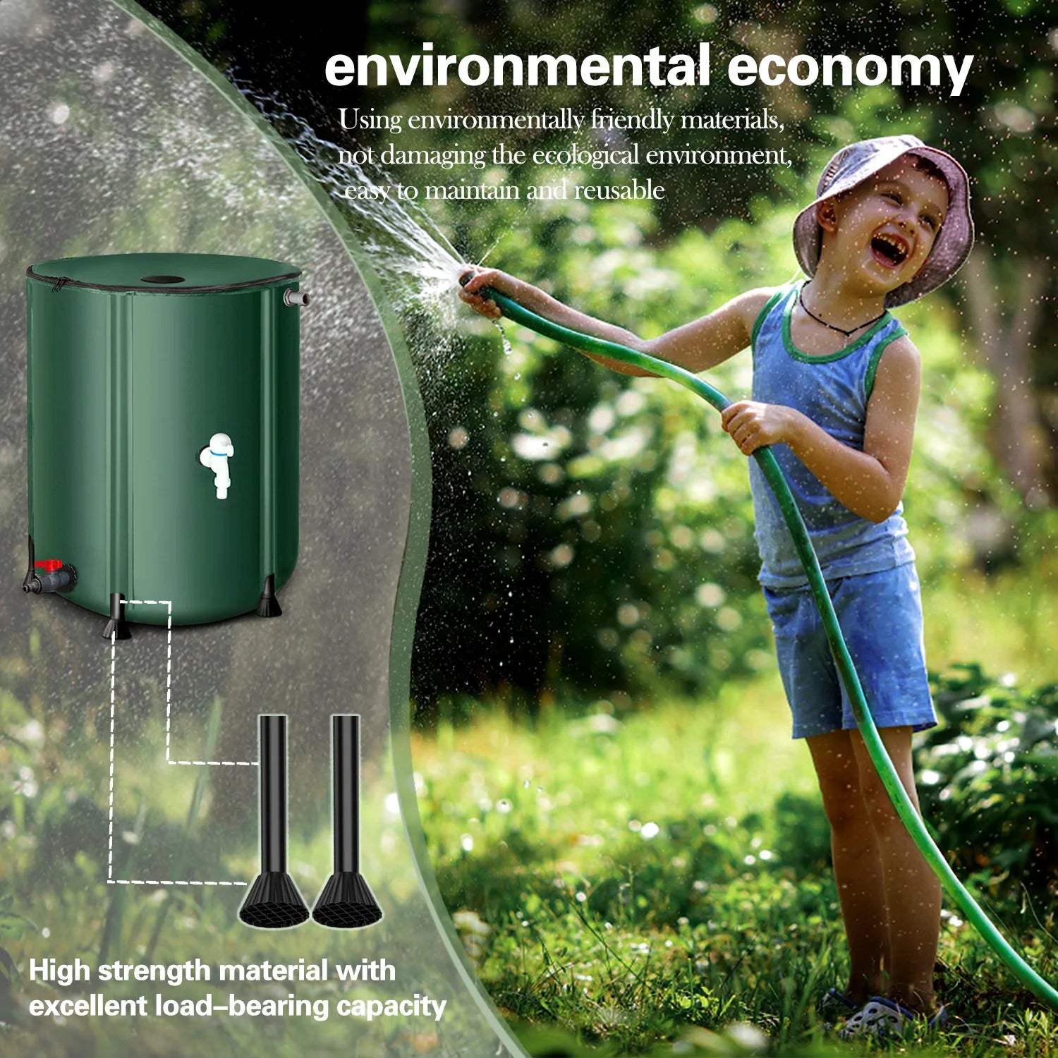 50L-1000L Rain Water Recovery Storage Tank Garden Irrigation Water Bucket Collapsible Rain Barrel Rainwater Collection Container