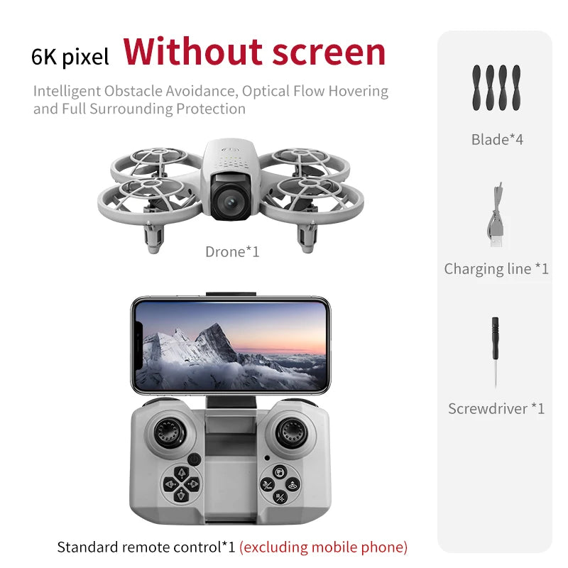 GPS Drone with 8K Camera - Foldable Aerial Quadcopter by Tidesmit Grey 6K Tidesmit