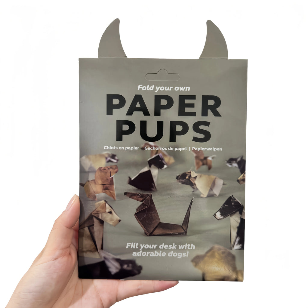 Paper Pups origami kit for dog lovers. DIY handmade paper craft to fold cute animal figures for home decor or gifts.
