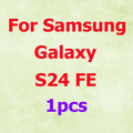 Red text on a pale green background reads: For Samsung Galaxy S24 FE, 1pcs. A label for a phone accessory.